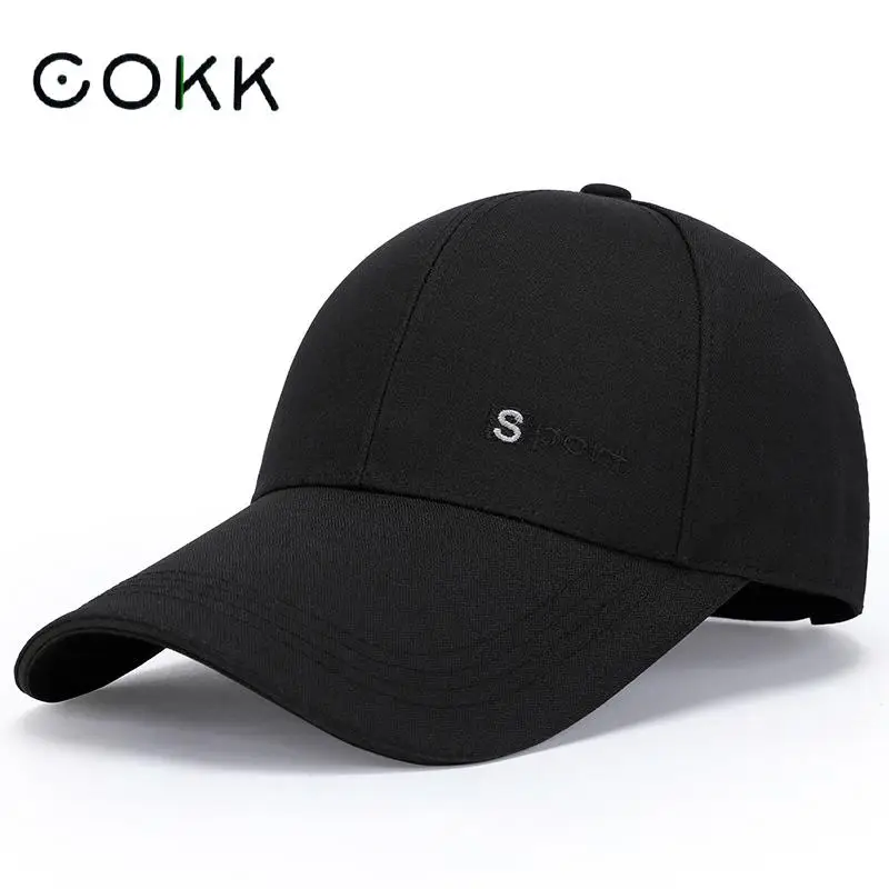 

COKK Baseball Cap Men Outdoor Long Brimmed Embroidered Letters Sport Trucker Cap Sunshade Sunscreen Gorro Casquette Bone Male