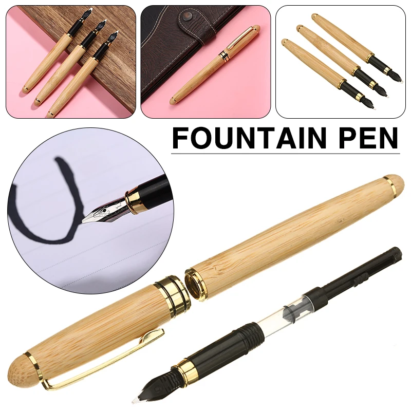 

1pc Fountain Pen Retro Antique Bamboo Wood Calligraphy Art Writing Fountain Pen Office Supply 0.7mm-2.9mm