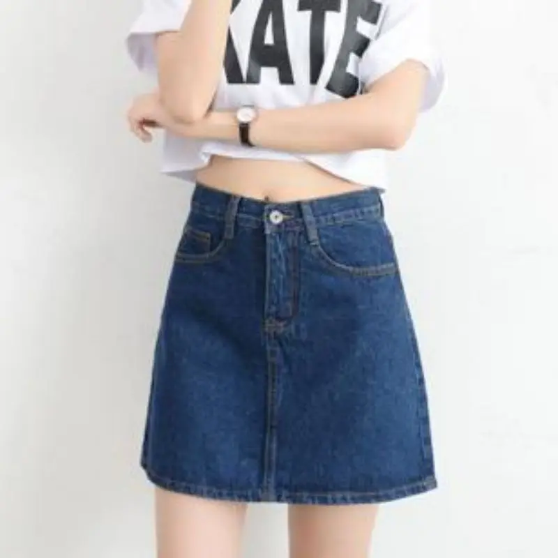 

Sexy Women Denim Mini Skirt Fashion Summer High Waist Korean Black Skirt Blue Package Hip Jeans Harajuku Skirt Plus Size Cotton