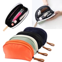 portable semicircle cosmetic bag collection travel women zipper storage polyester pencil case make up bag 7colors makeup case