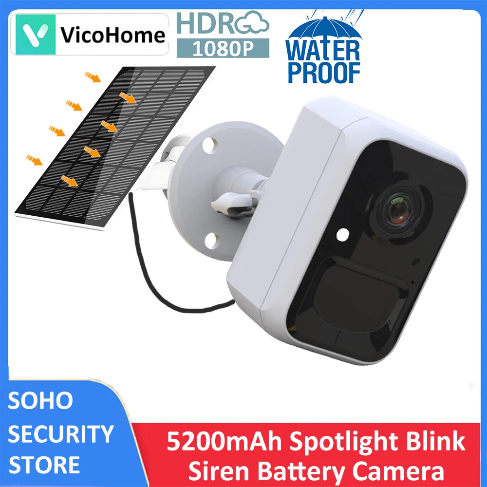 1080P Rechargeable 5200mAh Battery IP65 Wireless Security AI Cloud Siren Alarm Outdoor Spotlight Color Night Vision Vicohome APP