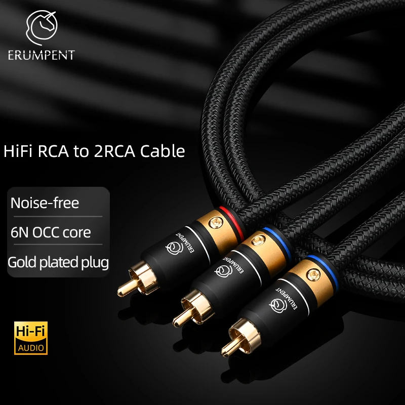 

ERUMPENT HIFI RCA to 2 RCA Audio Cable Subwoofe Y Splitter RCA Male to Male 6N OCC Cable for CD Smartphone Amplifier Speaker