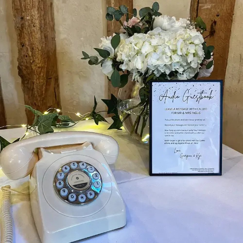 Wholesale Wedding beige Recorder Audio Guestbook Antique Telephones with Recording Function Retro Keypad Phone images - 6