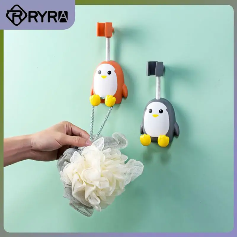 

Cartoon Shower Nozzle Holder Adjustment Universal Bathroom Bracket No Punching Hook Type Bathroom Accessories Penguin Plastic