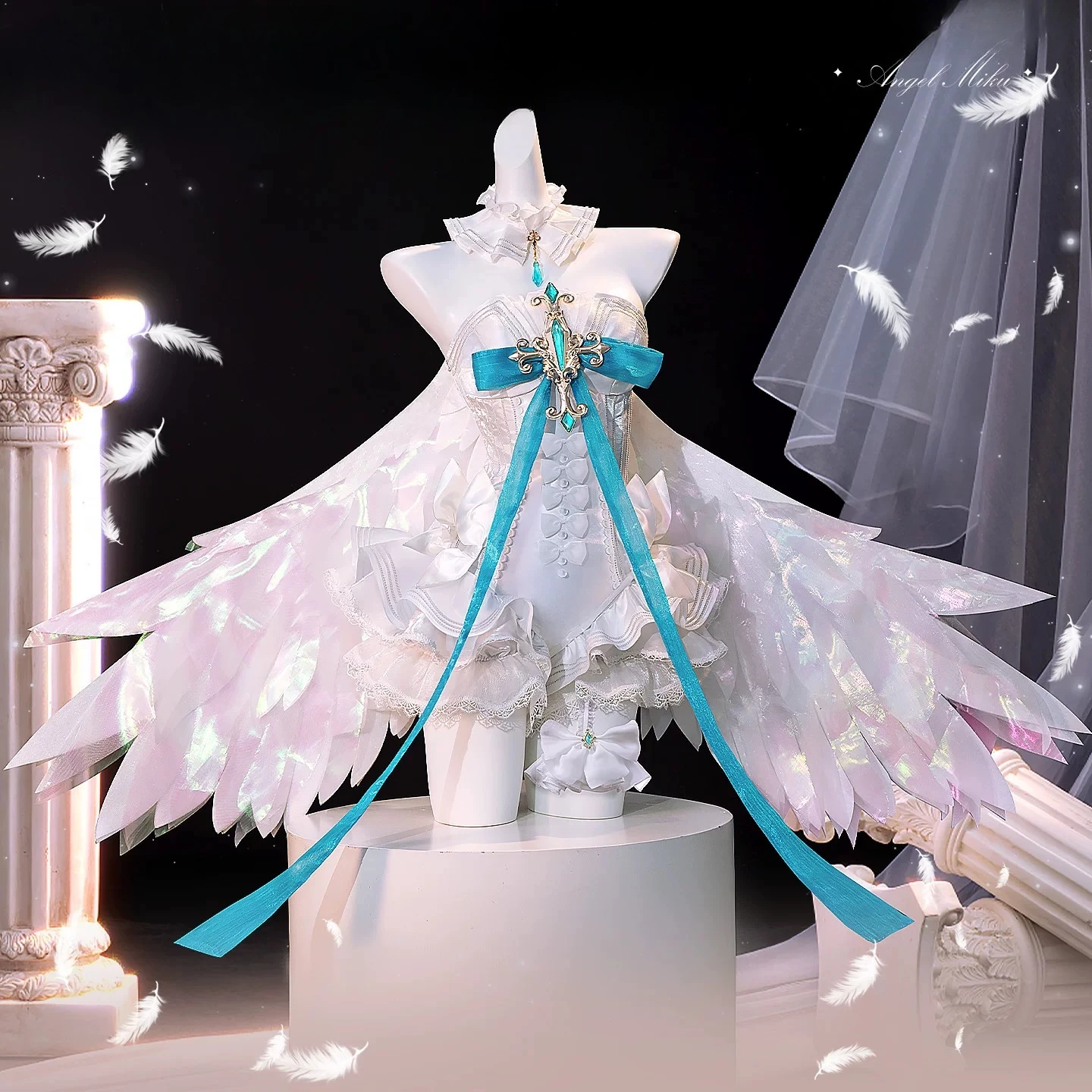 Фото Костюм для косплея Miku Elegant Wings Sweet Future Angel, полный комплект для женщин, на Хэллоуин, Комик-Кон, для ролевых игр, аниме-конвенций №2