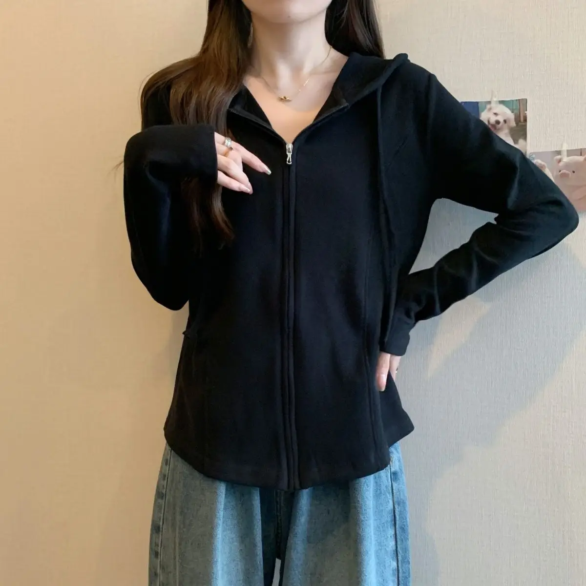 Женский хлопковый кардиган с капюшоном