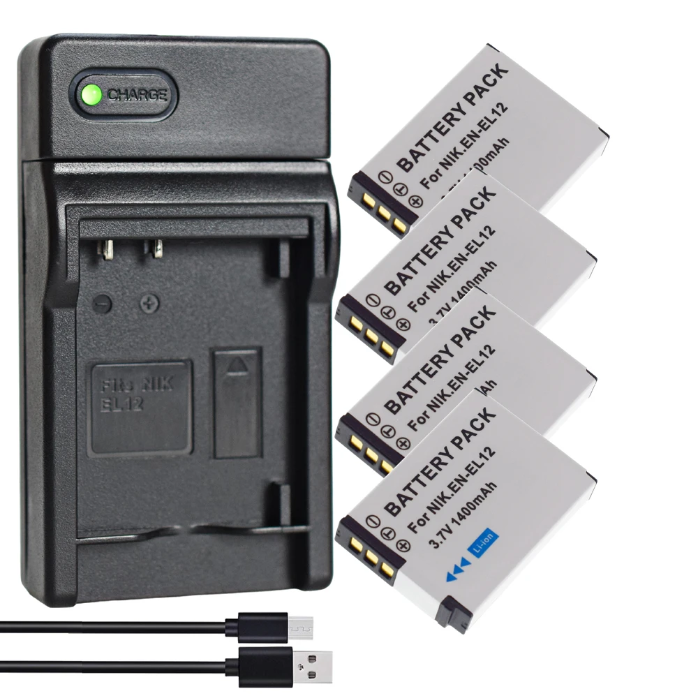 4 шт. Аккумулятор EN-EL12 Yida Business для Nikon Coolpix