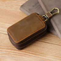 keychain bag leather car key case double zipper leather key case universal keychain home key case double layer key case pouch