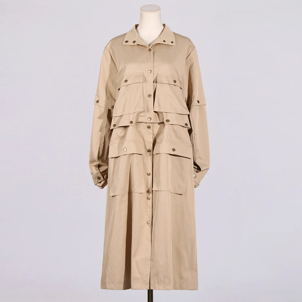 VGH свободный лоскутный шикарный плащ на пуговицах для женщин с лацканами и