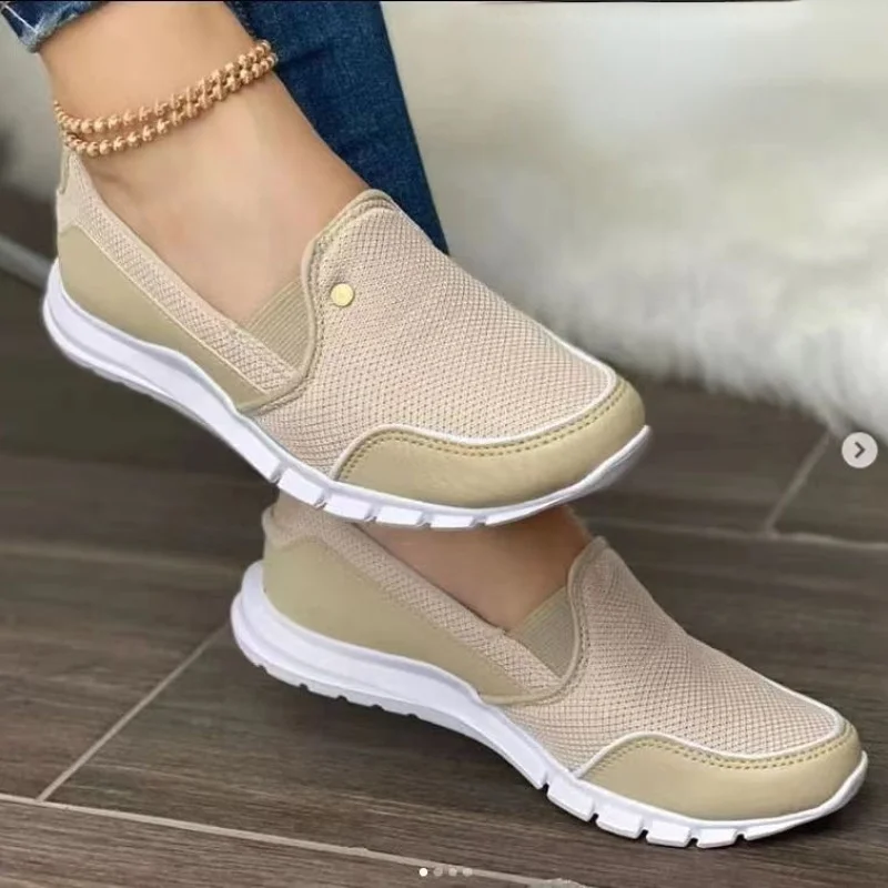 

Женские кроссовки без шнуровки, Вулканизированная подошва, удобная дышащая сетчатая прогулочная обувь, на весну