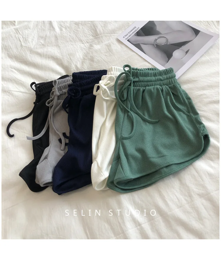 SURE YOU LIKE Women Summer Shorts Cotton Gauze Sleep Bottoms Thin Loose-fitting Pajama Pants Home Pants Solid Safety Short Pants