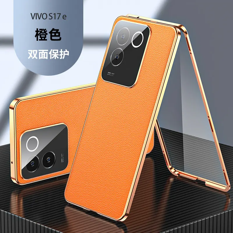 

Vivo S17E V2285A Case Full Body Cover Front Tempered Glass Clear Hard Cover with Back PU Leather Case for Vivo S17E VivoS17E 5G