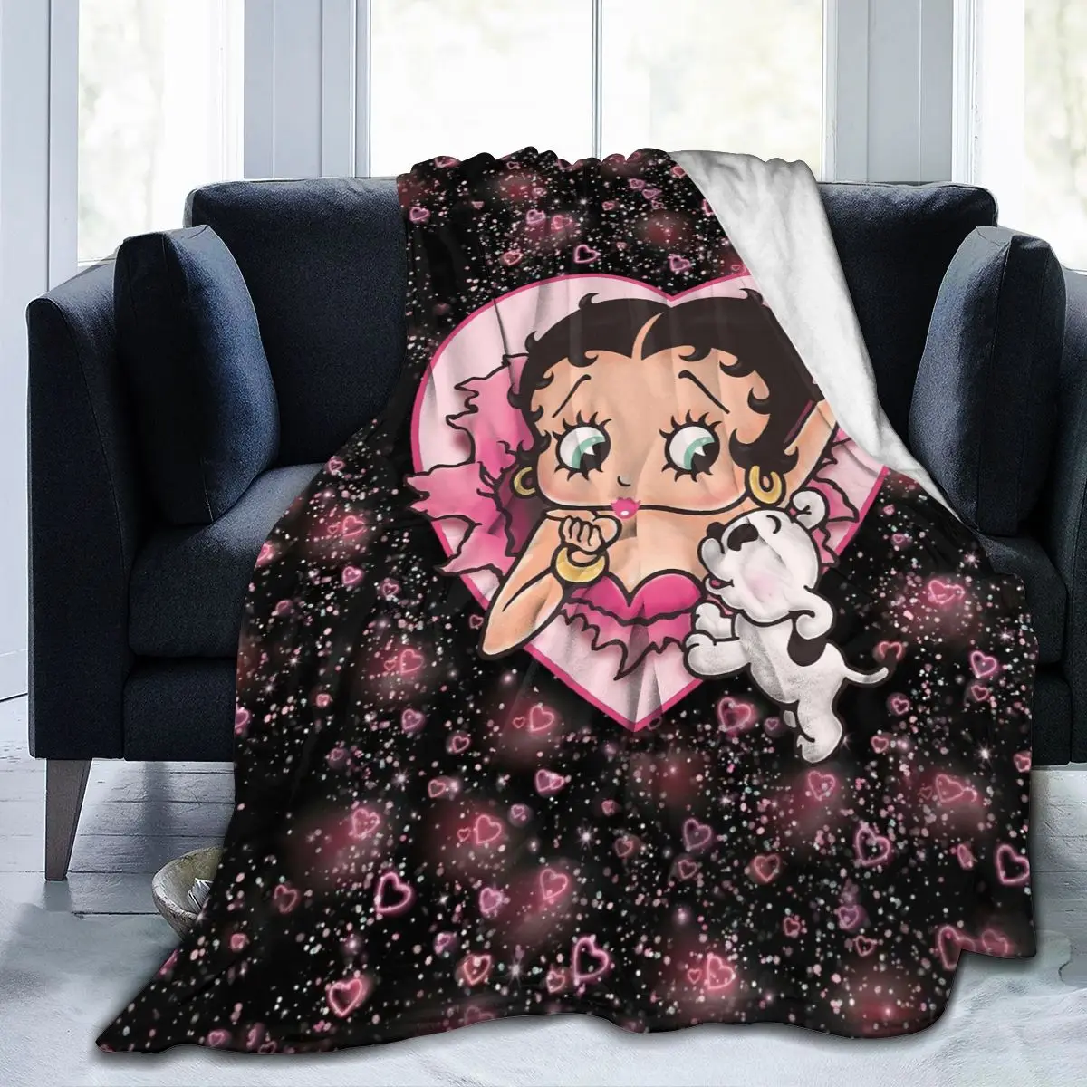 

Blanket Betty Boopes Blanket Flannel Throw Blankets Micro Fleece Cozy Plush Covers for Bed Car and Home Decoration Gift for Girl