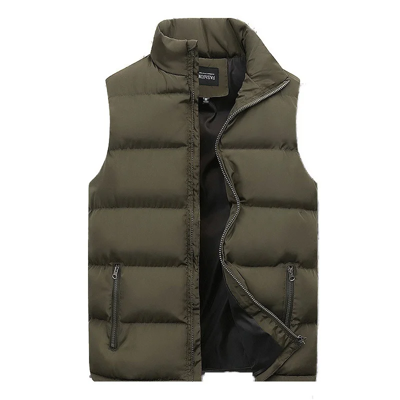 2021 New Autumn Winter Men Vest Jacket For Down Male Cotton-Padded Warm Sleeveless Waistcoat Overcoats Liner Gilet