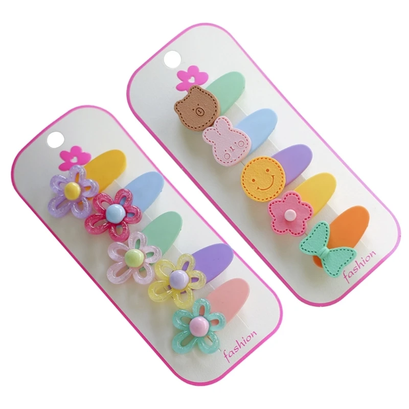 

Children Hairpin Solid Color Geometric Flower Duckbill Clamp Student Barrette
