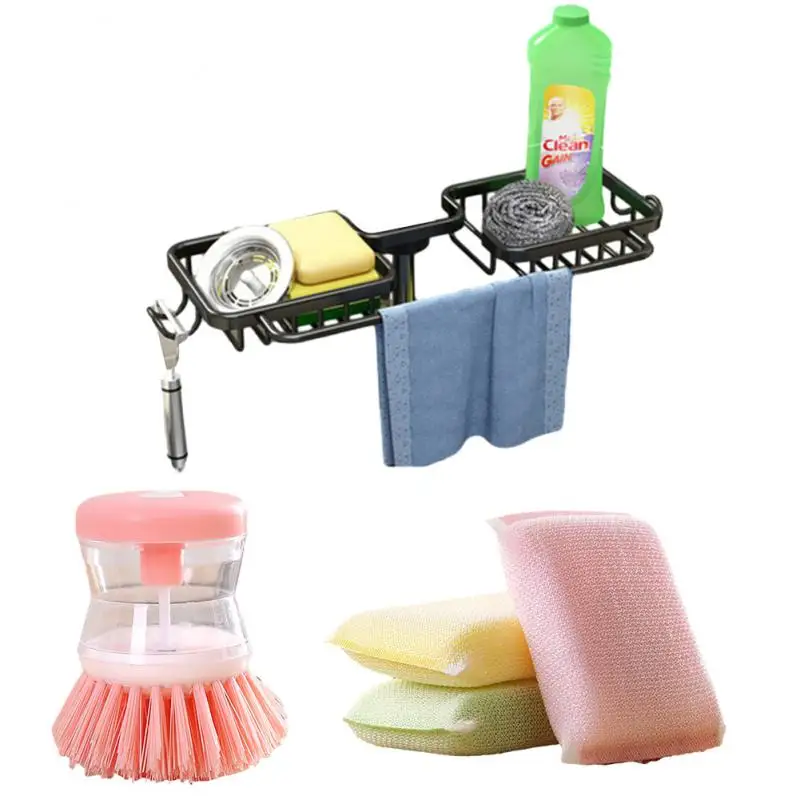 

Scouring Pad Durable Save Time Wash Pot Brush Good Hydrophilicity Save Space Kitchen Storage Rack Dishwashing Sponge Innovative