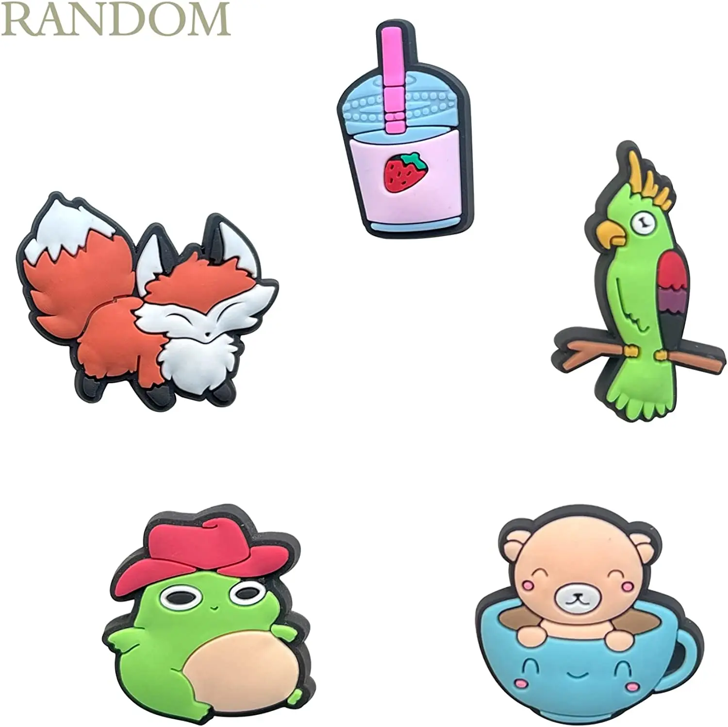 Random 10-100PCS jibz Wholesale  Cartoon Animal Shoe Charms Decrations For Croc Charms Buckle Kids X-mas Gifts Shoe Accessories