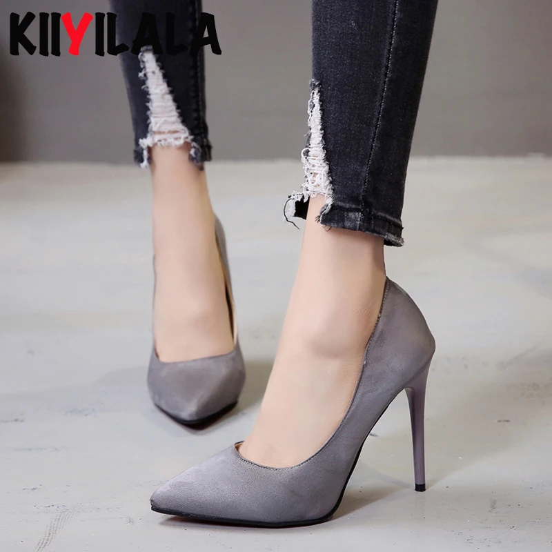 

Kllyilala Women Pump Sandals fur texture Solid Colors 2022 Slip On High Heels 11.5CM Sandals Femme Sexy Pumps