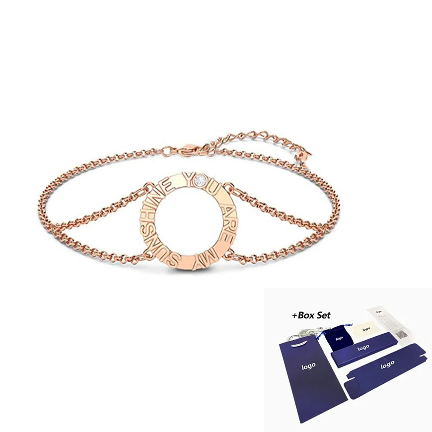 

2022 Popular Unique Design SWA New ADMIRATION Rose Gold Bracelet Large Circle Female Double Chain Simple Jewelry Romantic Gift