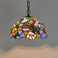 free shipping pastoral dragonfly stained glass chandelier restaurant bedroom lights home d%c3%a9cor bar counterlights