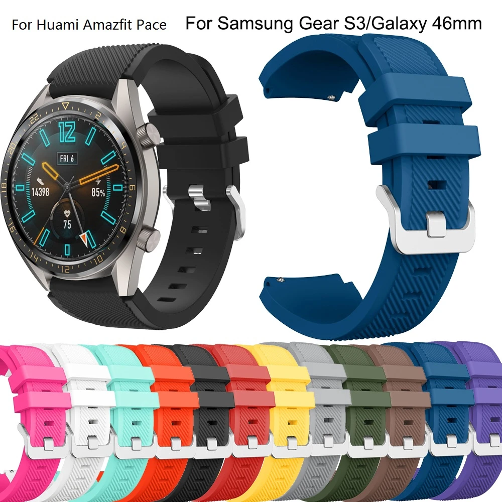 

22mm Silicone Sport strap For Samsung Gear S3 Frontier/Classic Galaxy 46mm Amazfit Pace strap