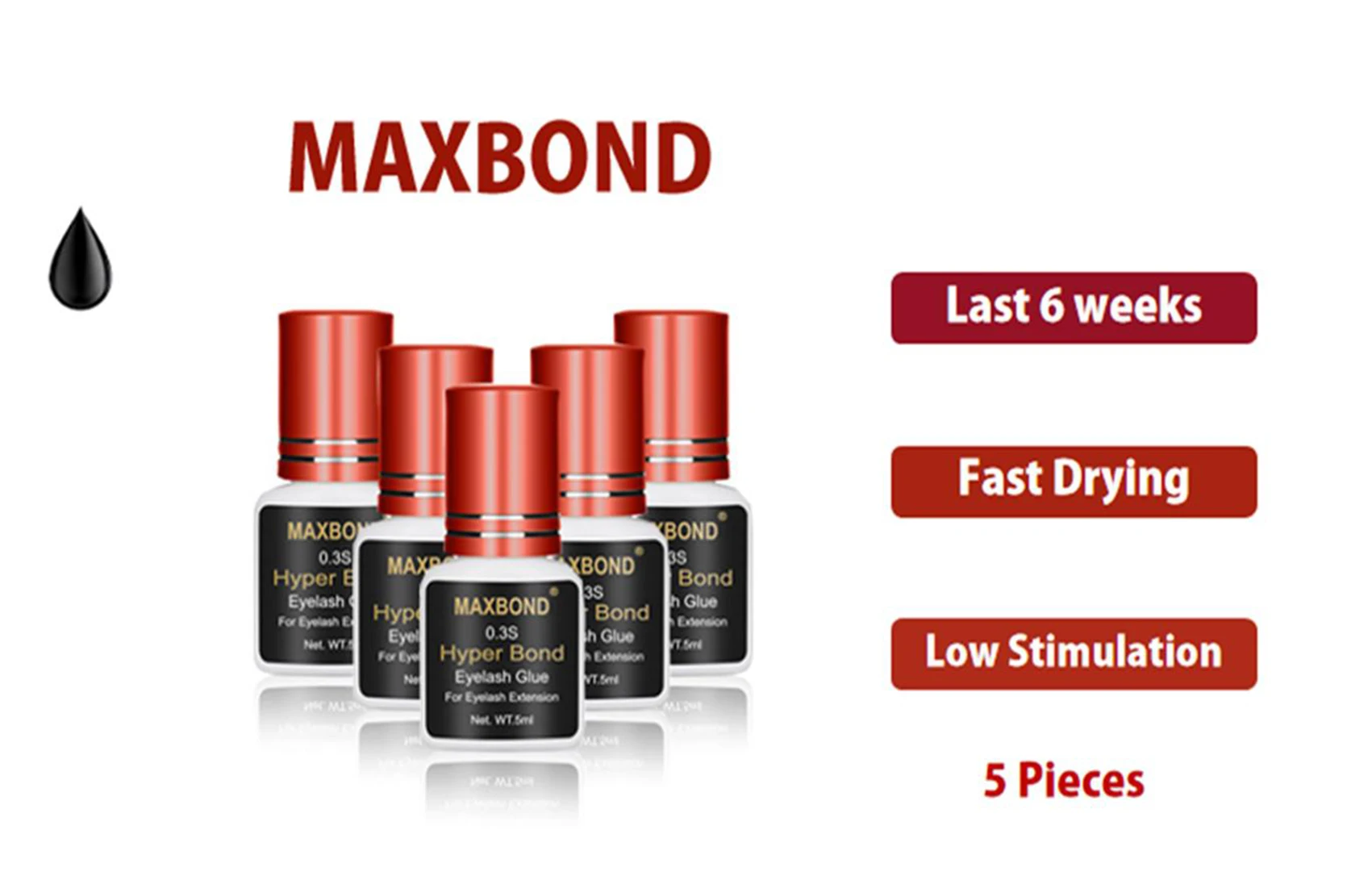 

5 шт., водостойкий клей для наращивания ресниц, 5 мл, 0,3 секунд