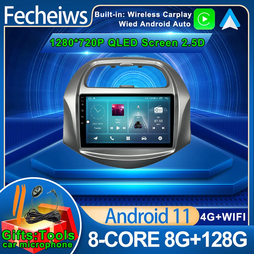 Автомагнитола 8 ГБ + 128 Android 11 мультимедийный видеоплеер для Chevrolet SPARK BEAT 2018 - 2019 DSP RDS