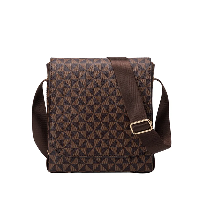 New Fashion Men's Messenger Bag Horizontal Casual Designer Computer Briefcase Printing Business Leather Flip Shoulder Bag