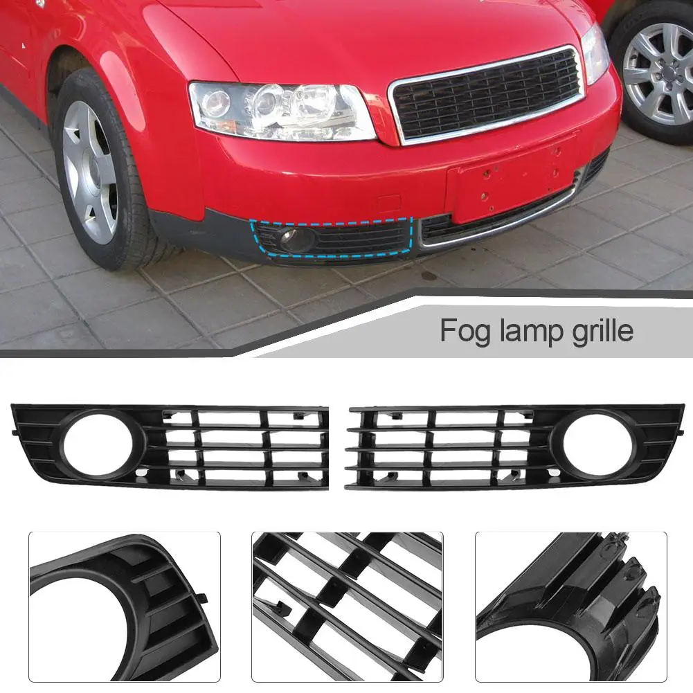 

2Pcs For Audi A4 B6 2002 2003 2004 2005 Car Front Bumper Lower Side Fog Light Grille Cover 8E0807681 8E0807682 Car Accessories