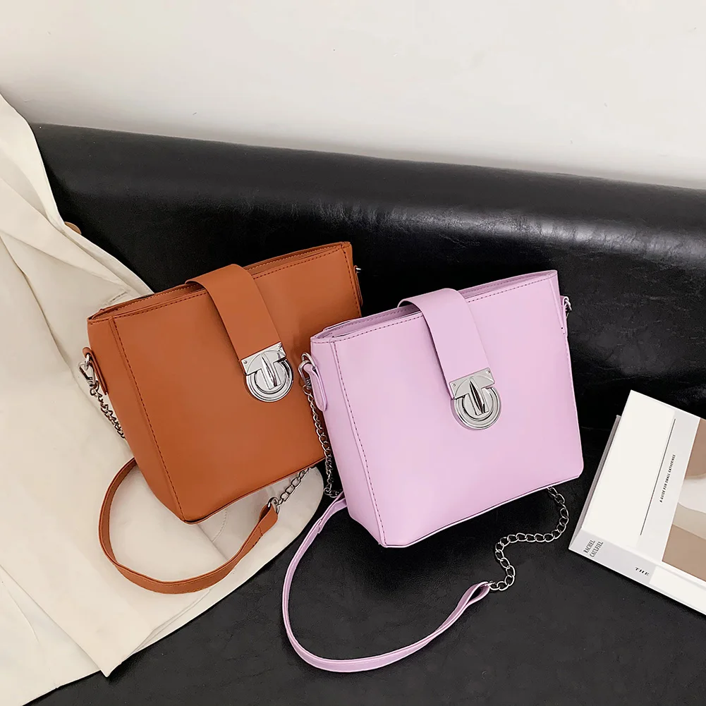 

Fashion Exquisite Shopping Bag Casual Female Shoulder Messenger Bag PU Leather Chain Solid Purse Street Handbag