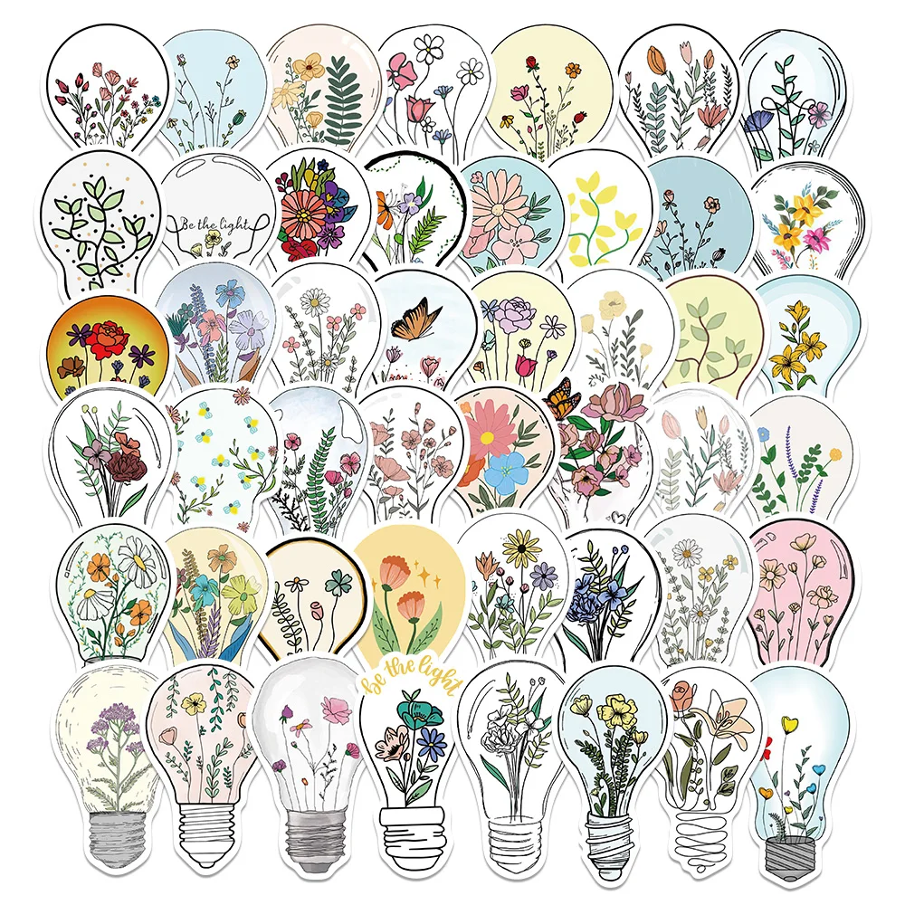

10/50PCS Bulb Flower Graffiti Stickers Cute Waterproof Decals for Scrapbook Laptop Stationary Guitar Suitcase Sticker Kids Toys