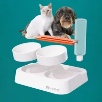 3In1 Automatic Water Dispenser Feeding Cat Bowl Ceramic Stainless Steel with Stand Kitten Puppy Food Dish Elevated Dog Supplies