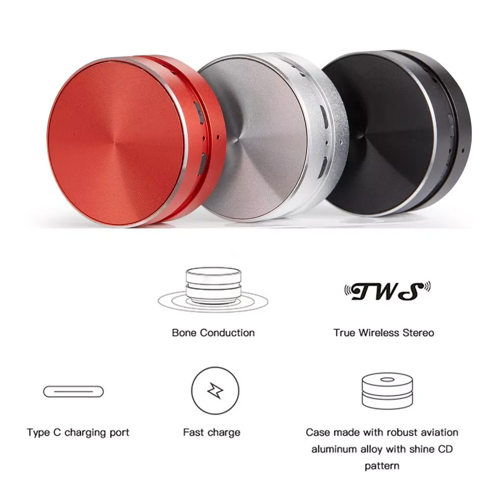 

3PC Bone Conduction Speaker Bluetooth TWS Stereo Dual Sound Channels Mini Audio Box HumbirdSpeaker With HD Call FM Radio Hot
