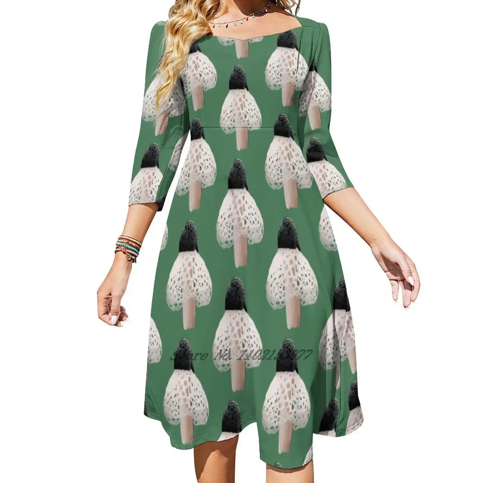 Свободное карманное платье с бамбуковым грибком женские платья принтом разных