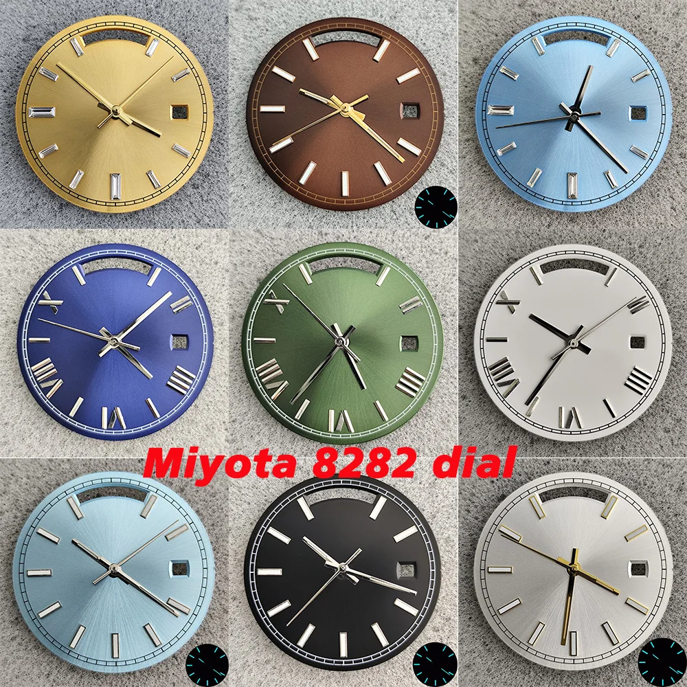 31 мм Циферблат Miyota 8282 циферблат сине-зеленый светящийся точечный указатель