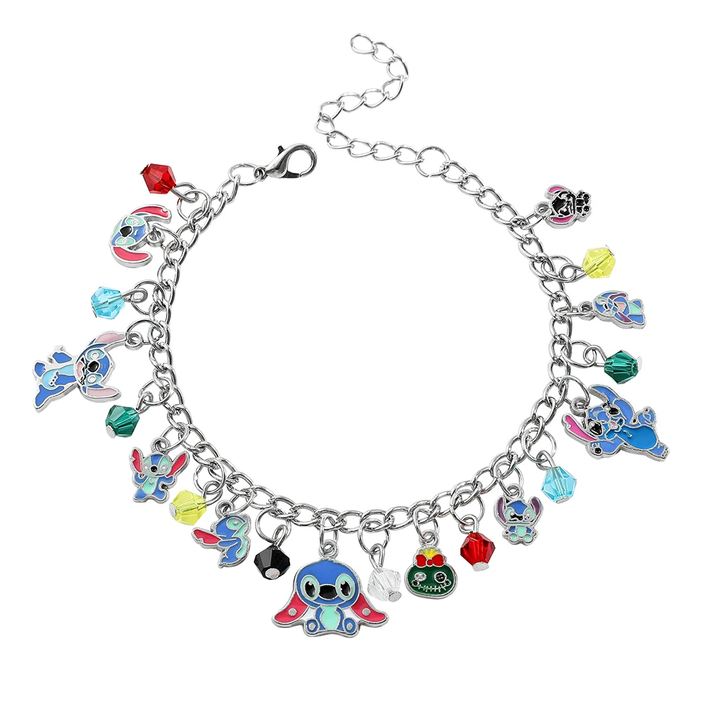 Женский посеребренный браслет с бусинами-кристаллами