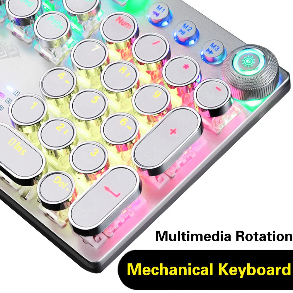 

Game mechanical keyboard white punk keycap 104 KEYS computer keyboard laptop keyboard Russian English Hebrew Spanish Arabic Sale