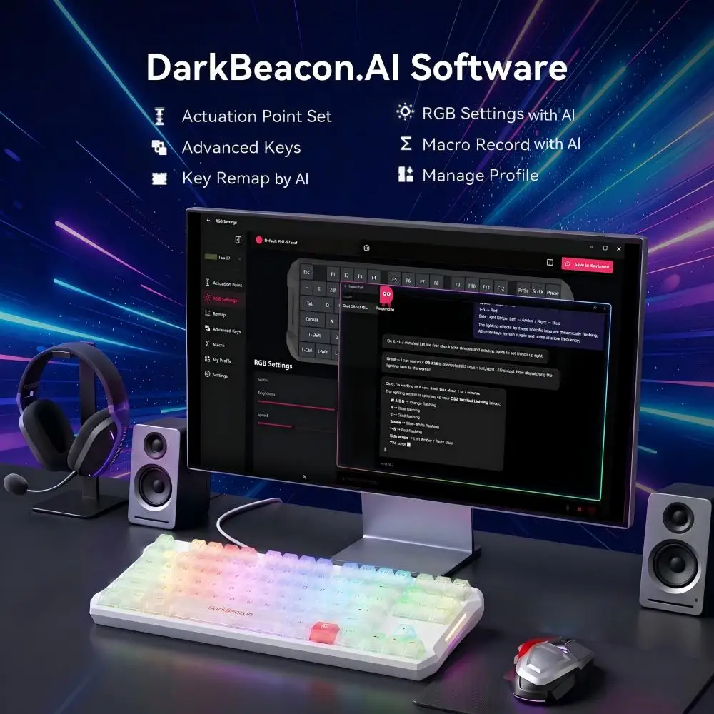 Фото Игровая клавиатура DarkBeacon 80% проводная, 87 клавиш TKL, с магнитными переключателями HE, для PS4, Xbox, ПК, ноутбуков, Mac, раскладка US/Русская/ASNI №3