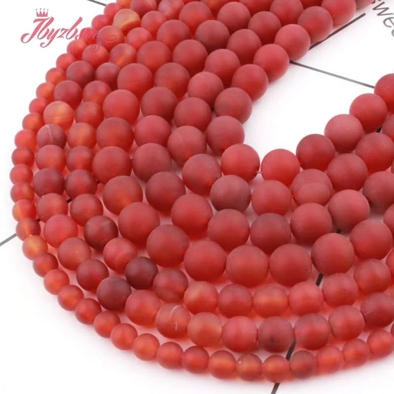 

6,8,10mm Round Red Agates Bead Frost Matte Natural Stone Beads For DIY Necklace Bracelet Jewelry Making Spacer Strand 15"