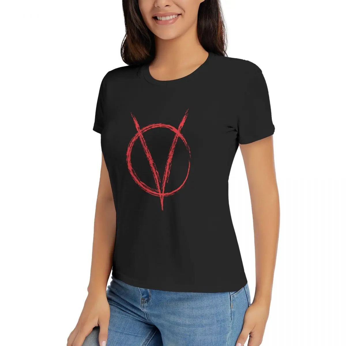 Футболка женская хлопковая с коротким рукавом и круглым вырезом