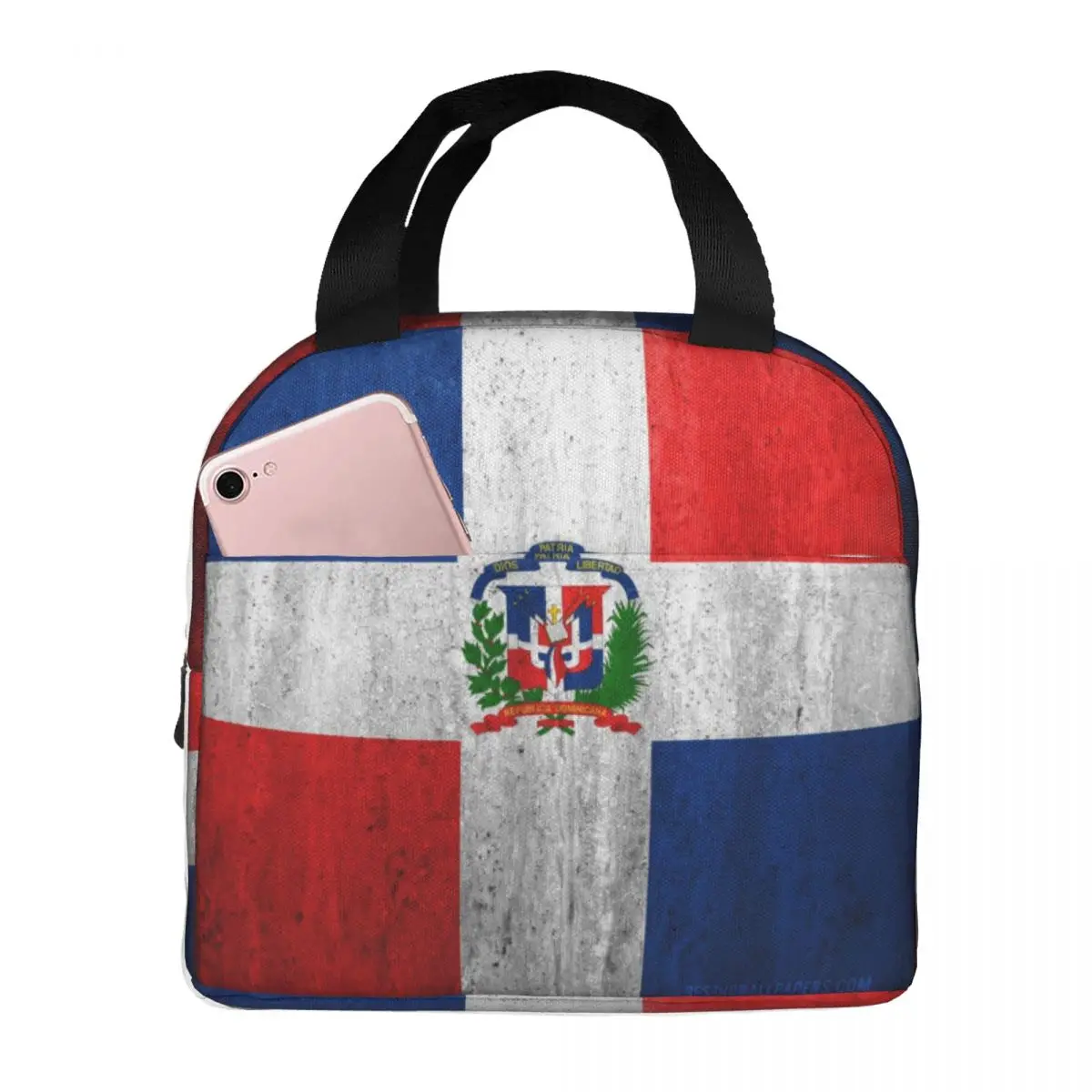 

Vintage Dominican Republic Flag Lunch Bag Portable Insulated Thermal Cooler Bento Lunch Box Tote Picnic Storage Bag Pouch