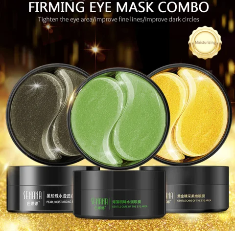 Eye masks, moisturizing, rejuvenating, with black pearls and sea waxes, Korean style, 60 pcs.= 30 pairs