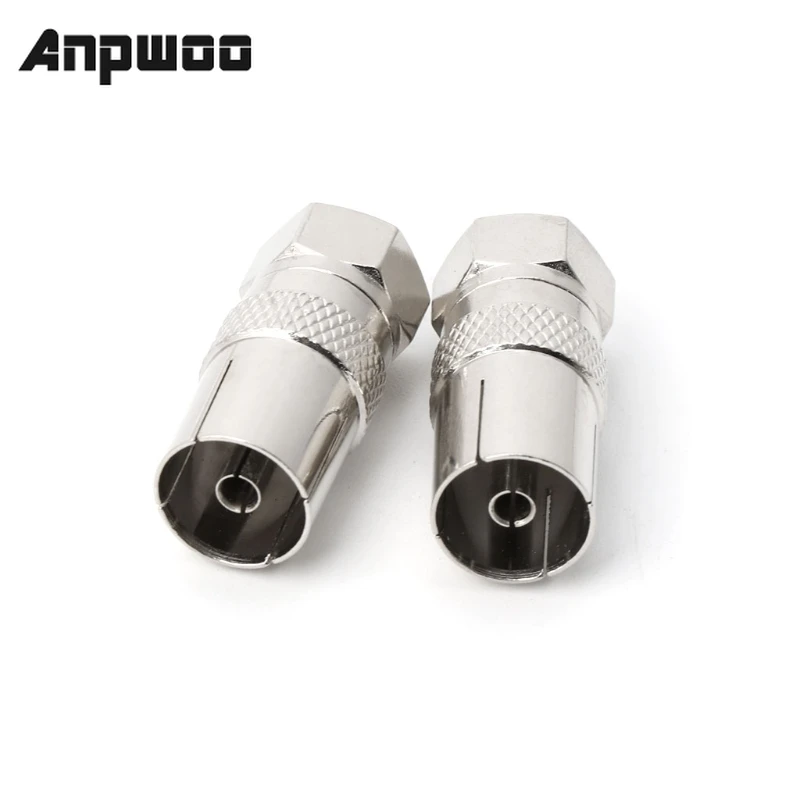 

ANPWOO 2Pcs F Type Male Plug Connector Socket to RF Coax TV Aerial Female RF Adapters