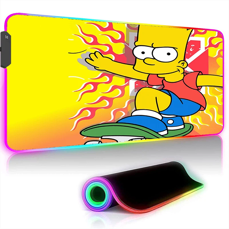 

Игровой коврик для мыши Simpsons со светодиодной RGB подсветкой, водонепроницаемый коврик для компьютера и офиса с клавиатурой, крутой светящийс...