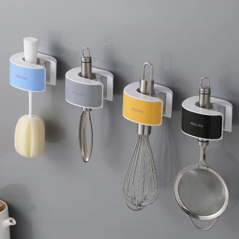 

No Punching Mop Holder Strong Traceless Wall Broom Hook Multifunctional Suction Cup Hook Moisture-proof Waterproof Broom Holder