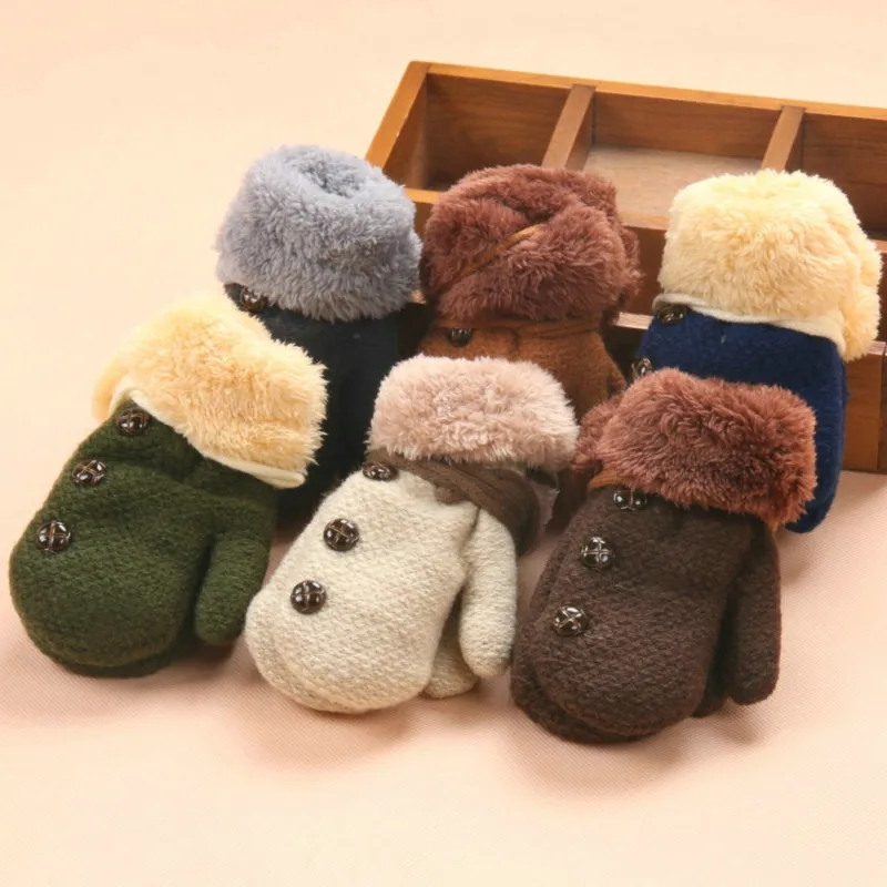 

Baby Gloves Children's Mittens Winter Wool Knitted Gloves Children Warm Rope Mittens For Children 1-3 years old Baby Gloves