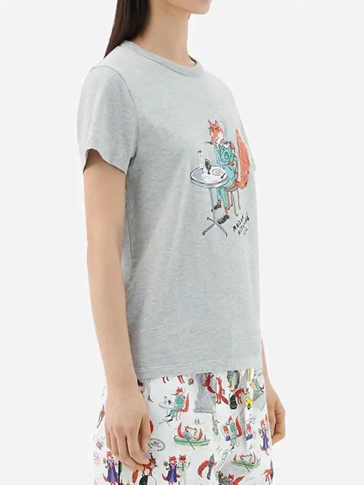 

2022 Summer New Letter Embroidery Round Neck Gray Short-sleeved Women T-shirt