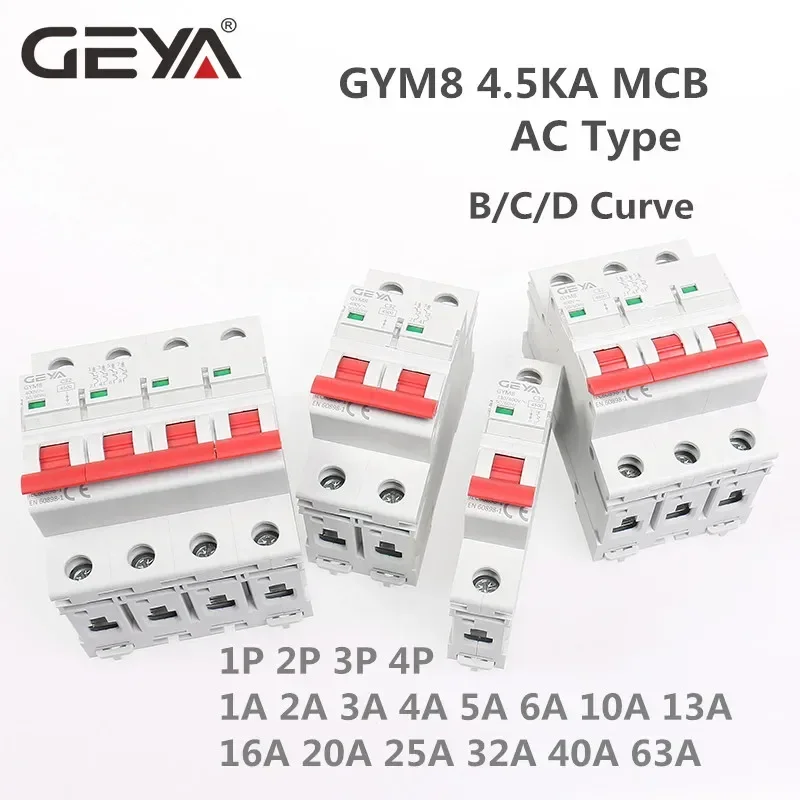 GEYA GYM8 3P Din-рейка MCB 6A 10A 16A 20A 25A 32A 40A 50A 63A 220V Мини-выключатель C Curve CE CB SEMKO Approved