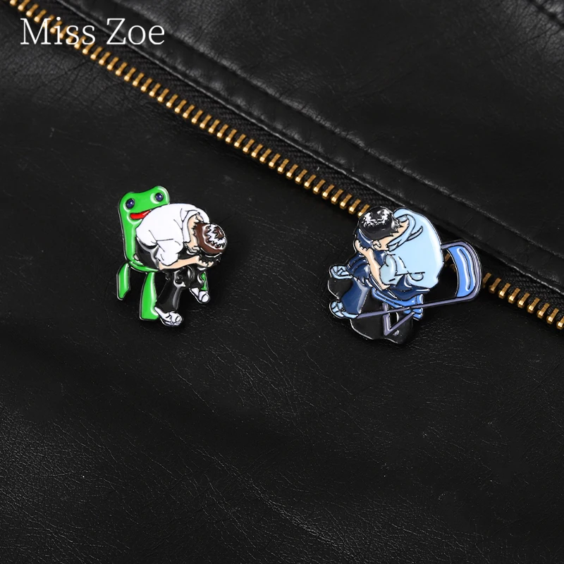 

Anime Character Pin Metal Badge Decorative Enamel Pin Emotion And Mental Health Cartoon Backpack Brooches For Fans Friends