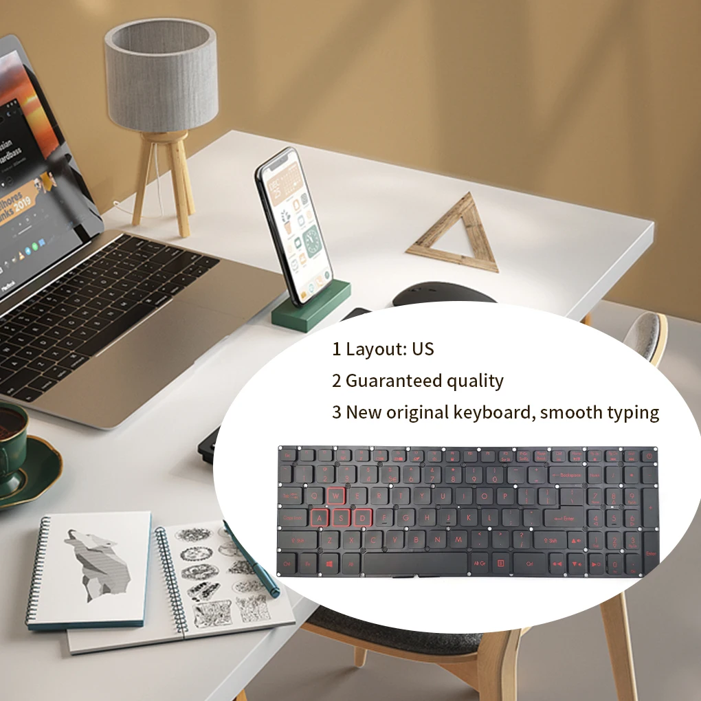 

Built-in Backlight Keyboard with Multimedia Key Keypad Notebook Computer Replacing Parts Replacement for Acer Nitro5 AN515-41